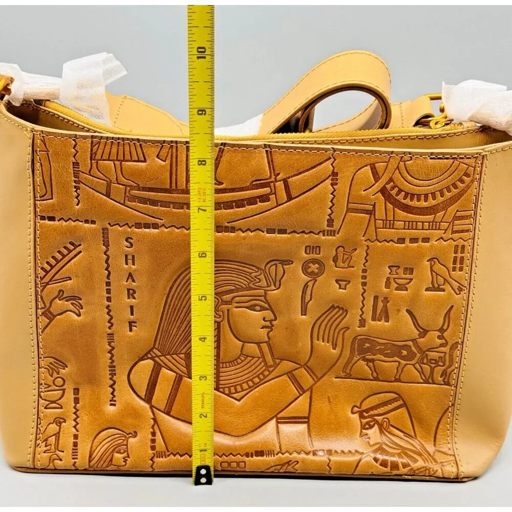 Sharif Hieroglyphic Embossed Leather Purse Satchel Removable Horus Keychain - Picture 13 of 13